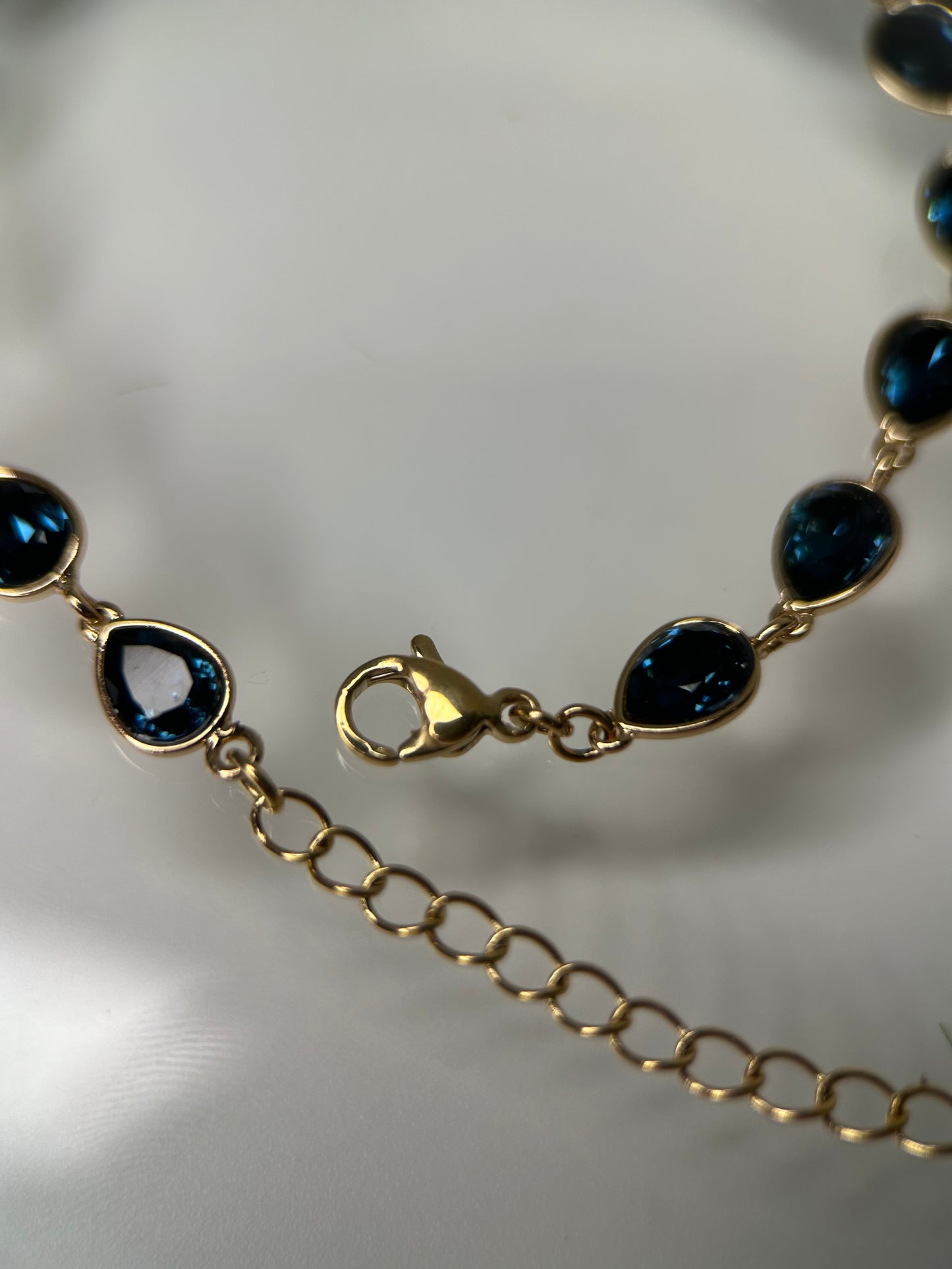 18K Real Gold Deep Blue sea Almond Shaped Diamond Bracelet