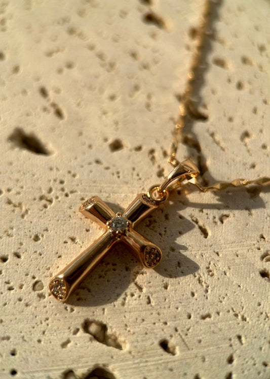 18k Real Gold Plated, Diamond Cross