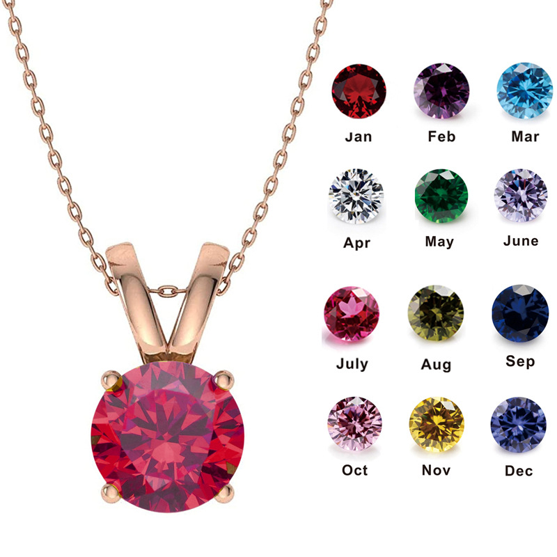 14K Real Gold Plated Diamond Birthstone Necklace