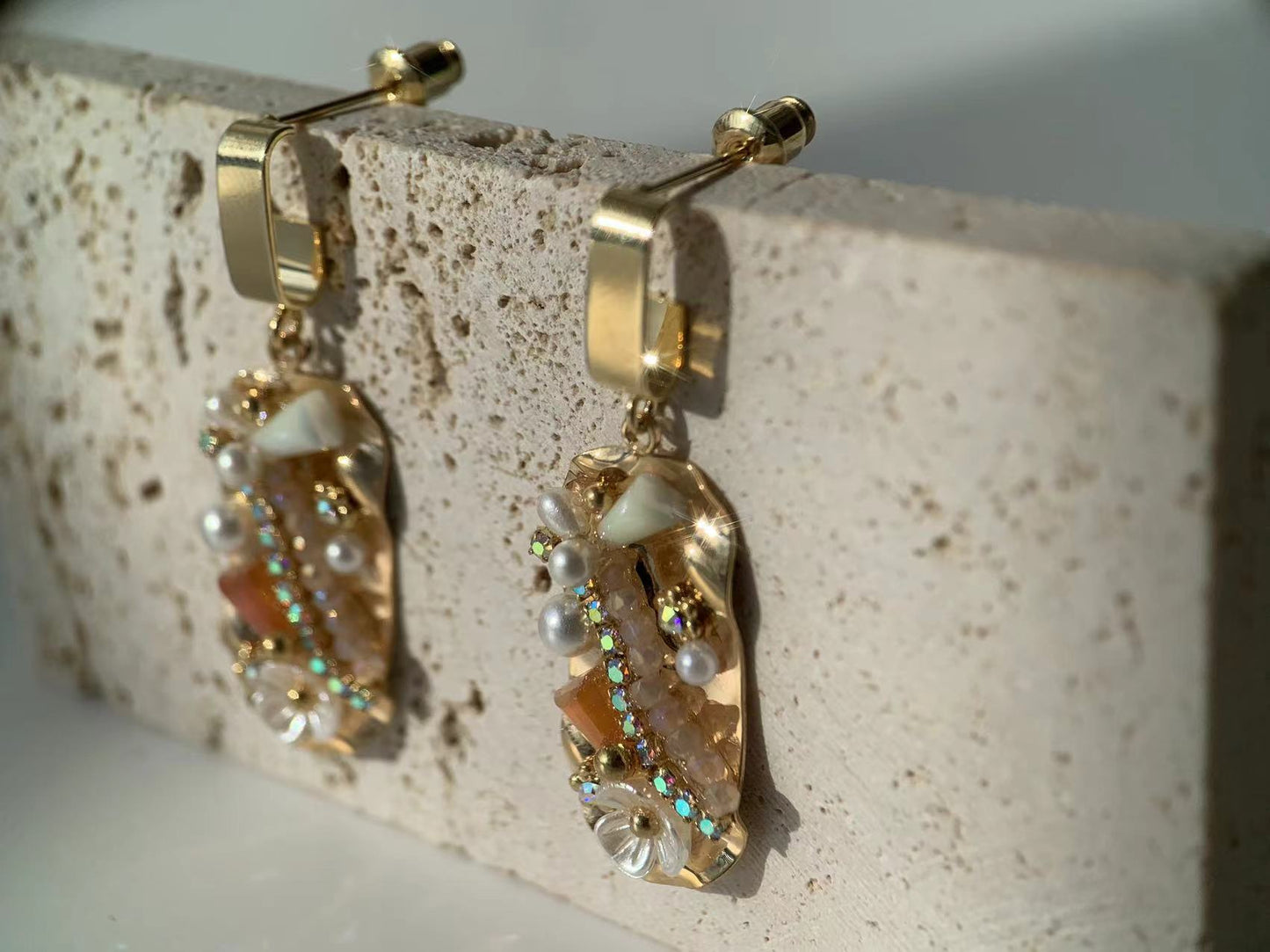 18K Real Gold Plated Abstract Earrings