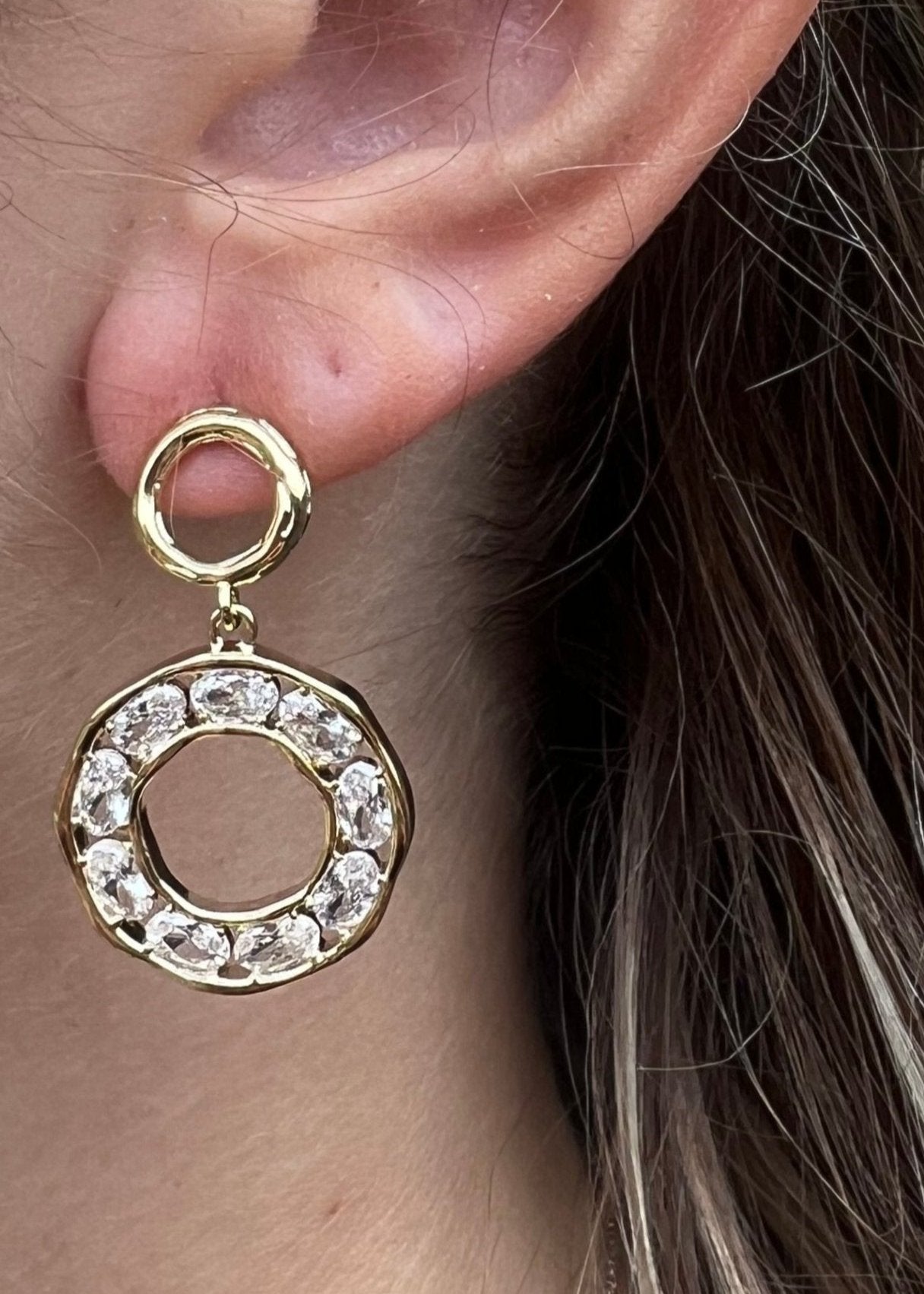 18K Real Gold Plated Hoop Drop Earrings