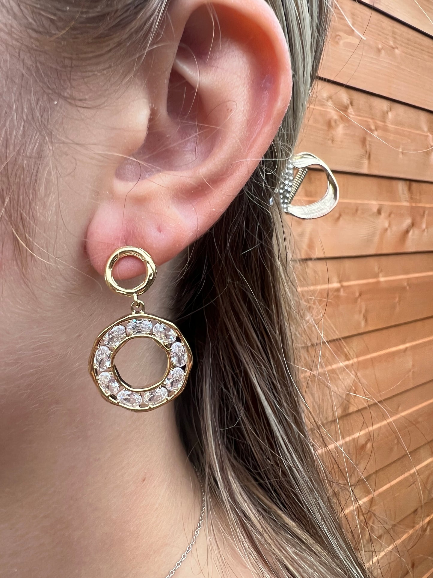 18K Real Gold Plated Hoop Drop Earrings