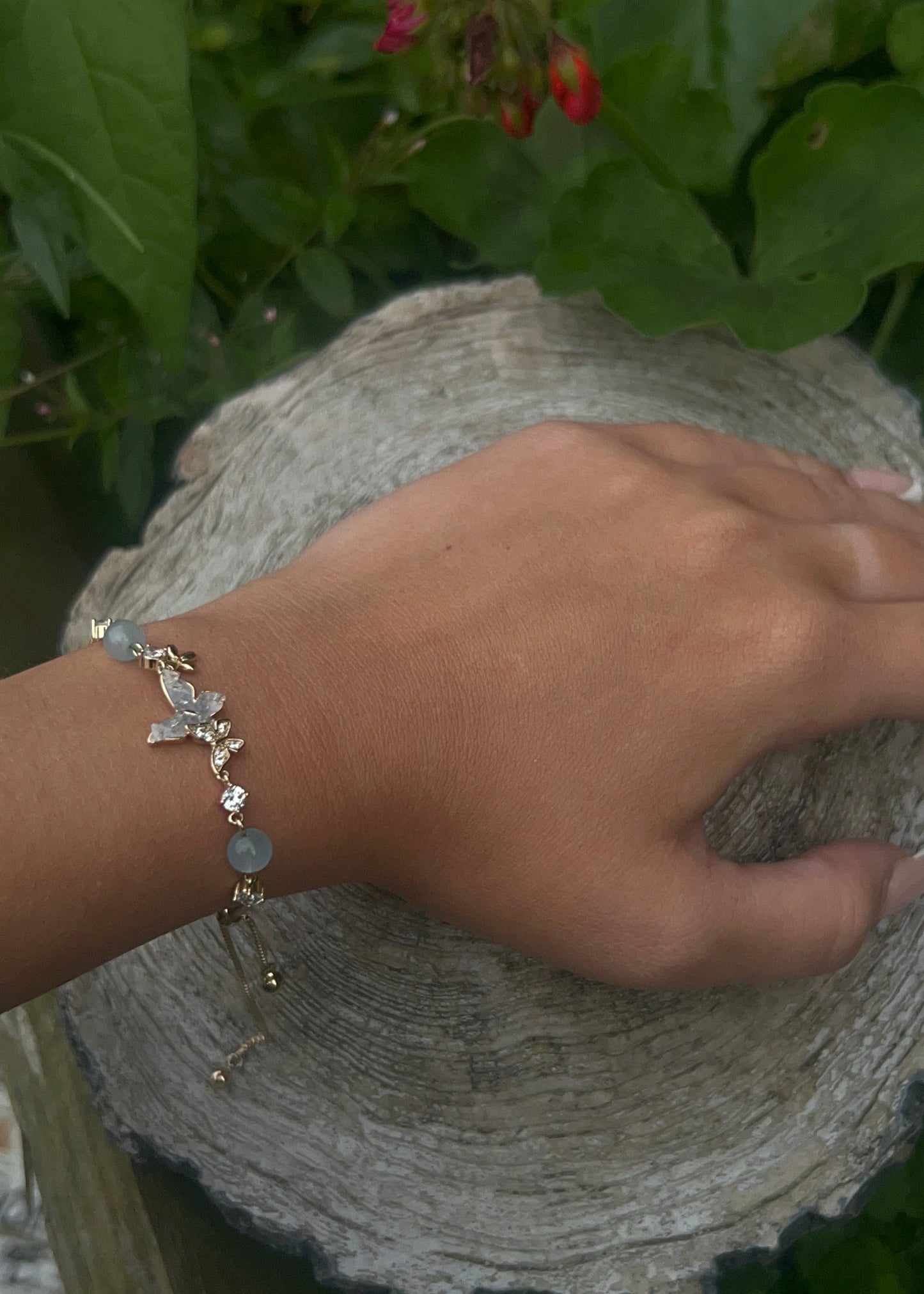 14K Real Gold Plated Blue Butterfly Bracelet.