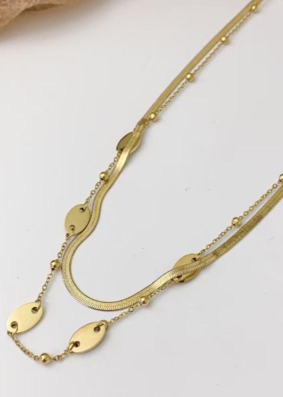 18K Real Gold Plated Double Chain